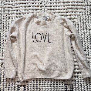 Rae Dunn Cream 'Love' Crew Neck Sweater